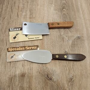 VTG Hickory Farms Charcuterie Cheese Meat Dip Spreader Server & Slicer Wood New